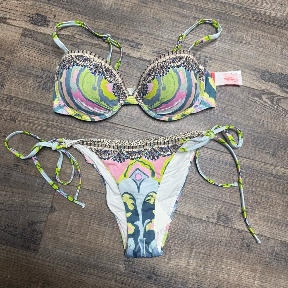 Camilla Plaza Nujeva Swim Pageant Rhinestones Jewels Two
Piece Bikini Swimsuit